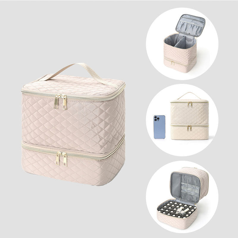 Portable 30-Compartment Nail Organizer Case - All-in-One Manicure Tools and Cosmetic Storage Bag