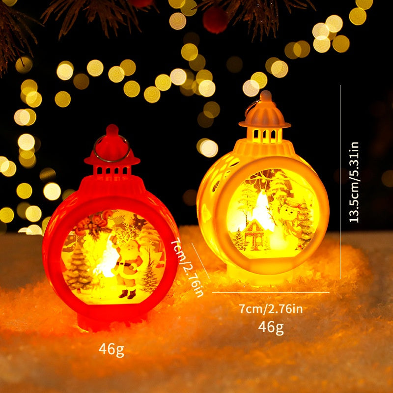 Christmas Decorative Candle Lanterns, Santa Claus Snowman Retro Window Light Display OrnamentChristmas Gift
