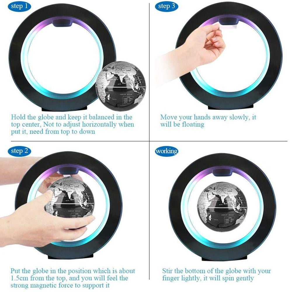 Magnetic Levitation Floating World Globe – LED Anti-Gravity Desk Decoration