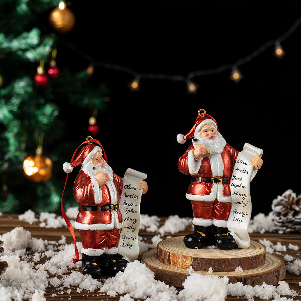 Santa Claus Wishlist Resin Christmas Tree Ornament – Festive Pendant Decoration