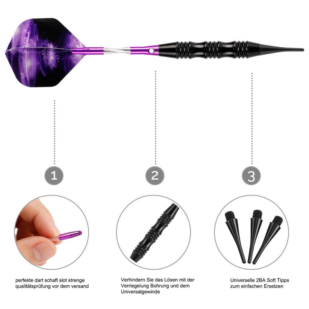 Soft Tip Darts Set – 3-Piece Knight Series with Aluminium & Iron Barrel