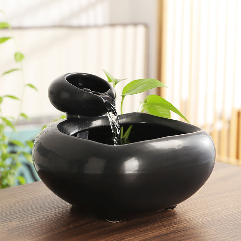 Ceramic Flowing Water Ornament – Chinese Style Feng Shui Desktop Decoration
