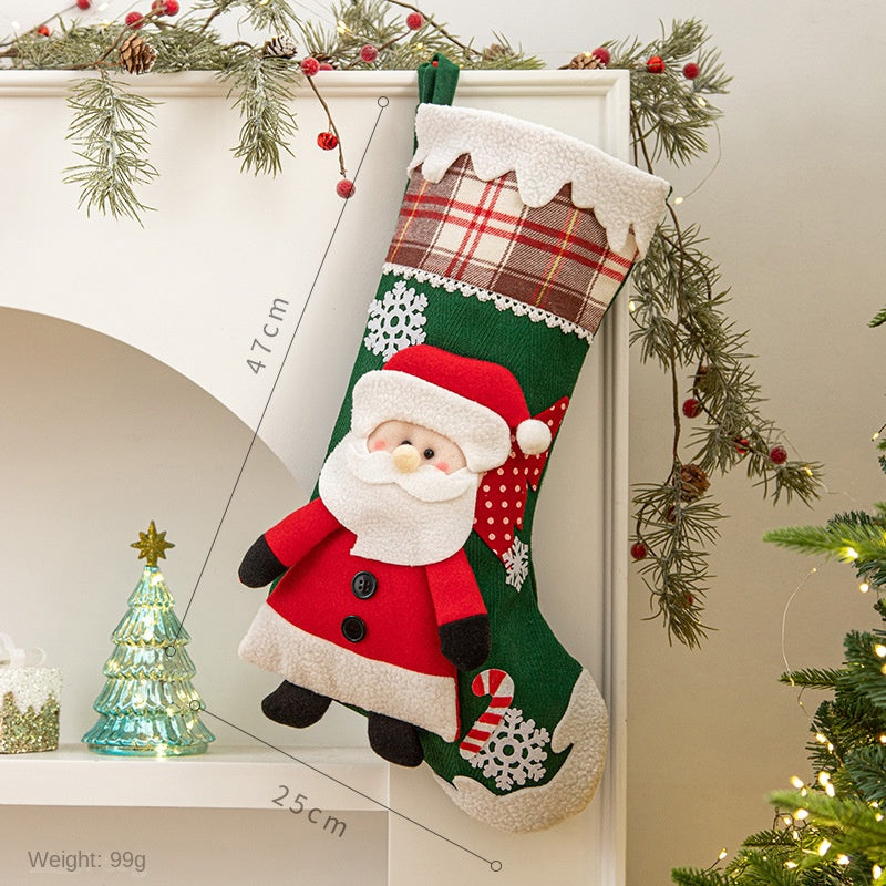 Christmas Stocking Hanging Decoration - Festive Tree & Mantelpiece Ornament in 8 Designs