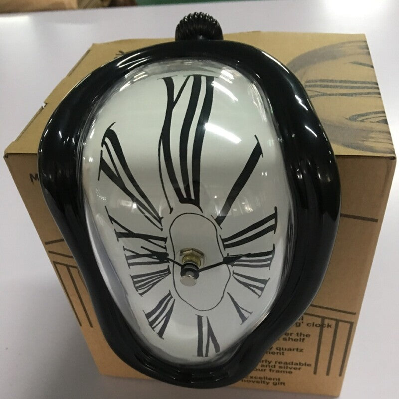 Melting Wall Clock with Roman Numerals – Retro Twisted Corner Time-Warp Design