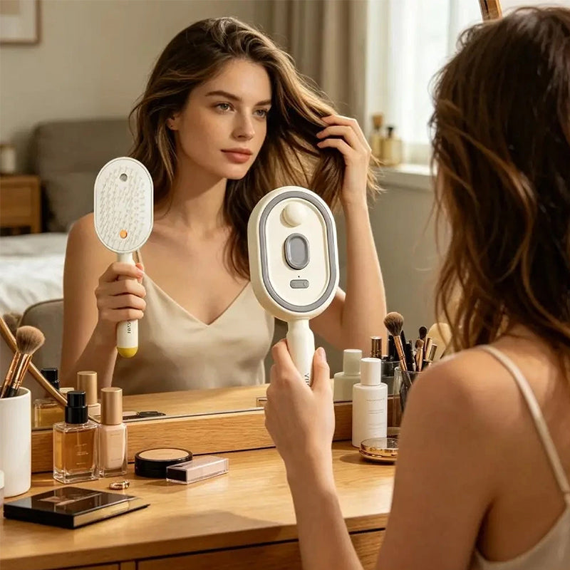 Ionic Steam Hair Brush - Electric Mist Straightening Comb for Smooth, Shiny Hair