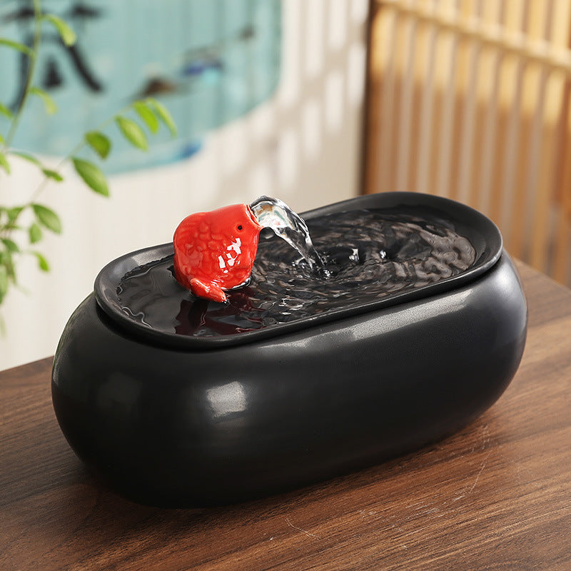 Ceramic Flowing Water Ornament – Chinese Style Feng Shui Desktop Decoration