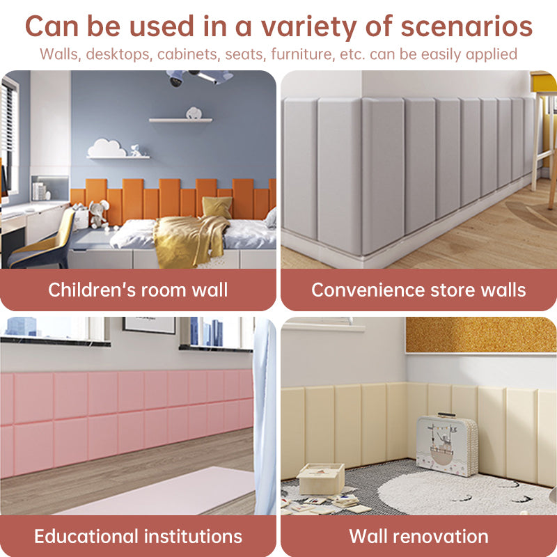 Self-Adhesive 3D Soft Leather Wall Panels - Anti-Collision Bedhead and Wall Décor Tiles, 2-8 pcs
