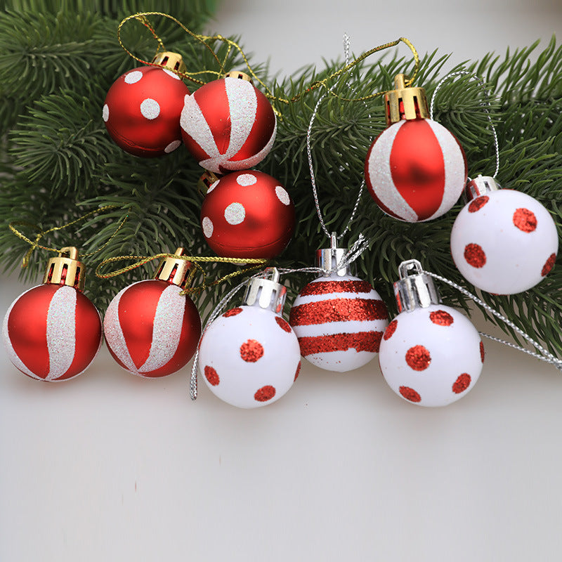 24-Piece Painted Christmas Baubles Set - Mini Decorative Balls for Christmas Tree