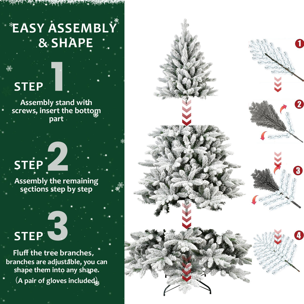 5FT Snow-Flocked Artificial Christmas Tree – Frosted White & Green