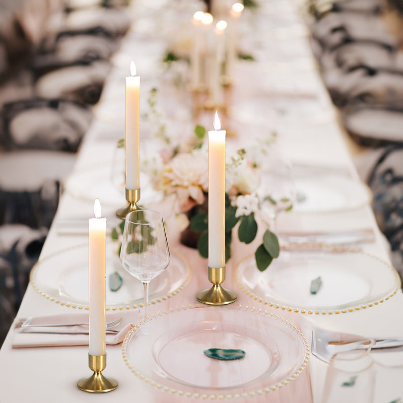 8-Piece Gold Conical Candle Holder Set – Elegant Metal Taper Holders