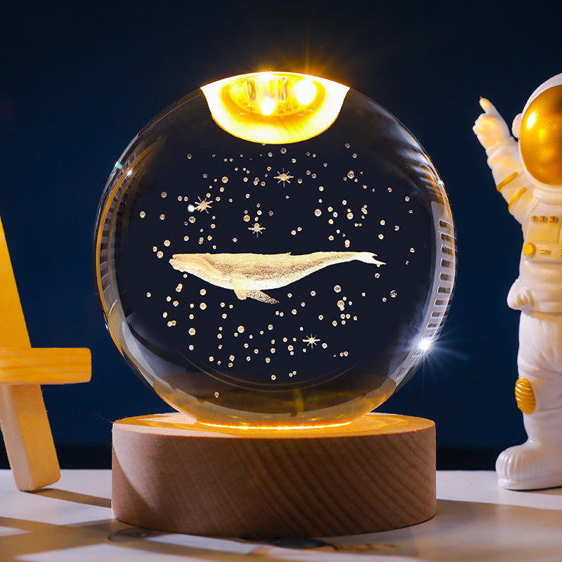 3D Crystal Ball Ornament with LED Touch Base – Micro Landscape Desk Decor Gift (6cm & 8cm)