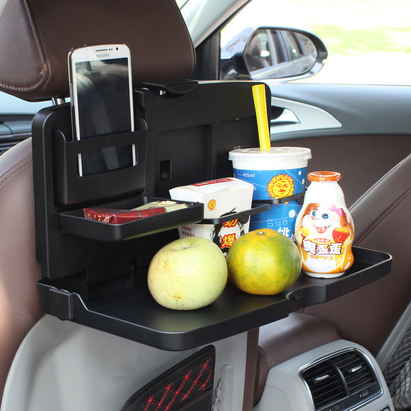 Car Seat Back Dining Tray – Foldable Storage Table with Drink Holder & Phone Rack