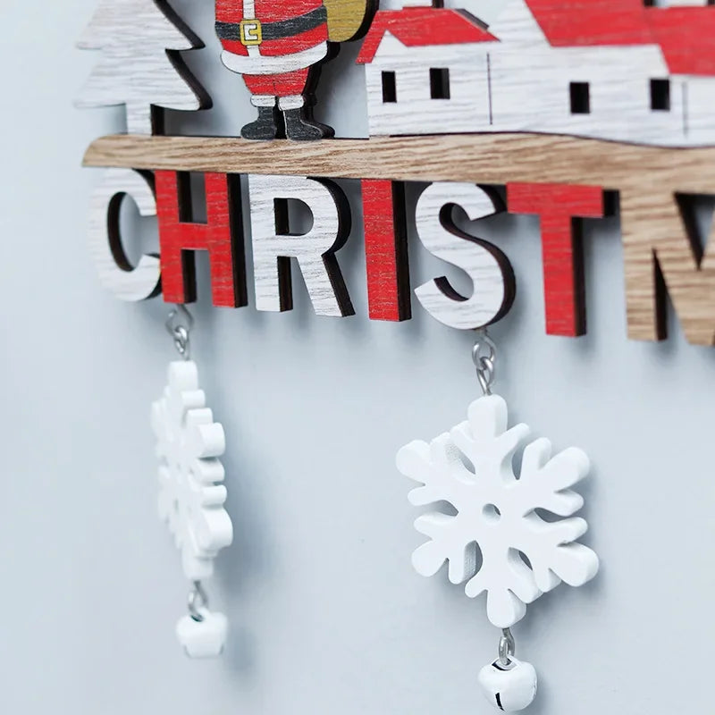 Wooden Christmas Hanging Pendant Ornament - Santa, Snowman & Reindeer Door & Tree Decor