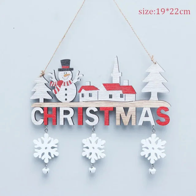 Wooden Christmas Hanging Pendant Ornament - Santa, Snowman & Reindeer Door & Tree Decor
