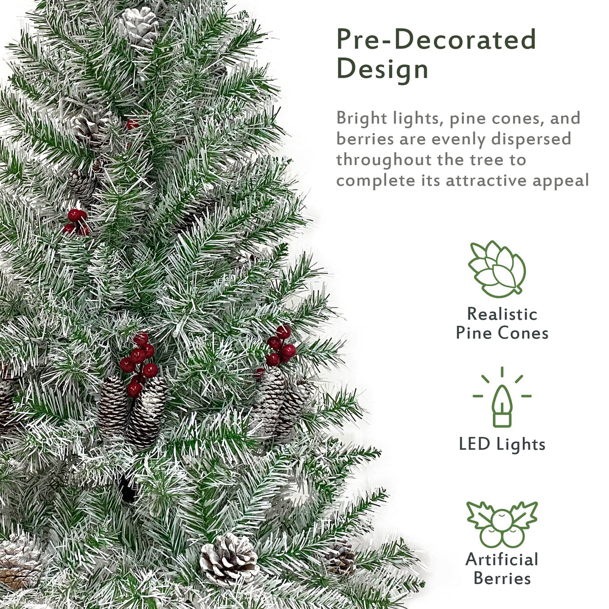 Pre-Lit Christmas 4-Piece Set – 2 Entrance Trees, Garland & Wreath with 340 LED Lights