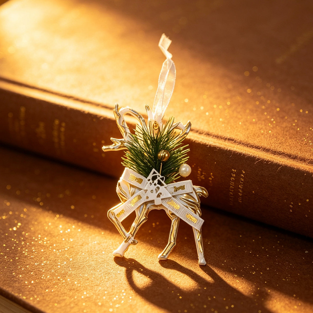 Christmas Tree Ornament White Gold Vintage Style Plastic Decoration Snowflake Reindeer Christmas Tree Decor