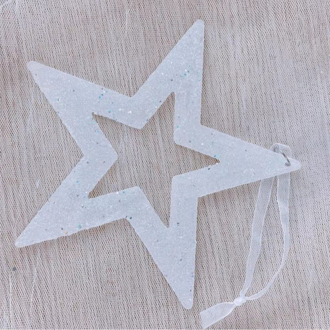 Christmas Decoration Snowflake Star Plastic Hanging Ornament Reindeer Bell Accessory Christmas Tree Deer Pendant Decorations 3 of them