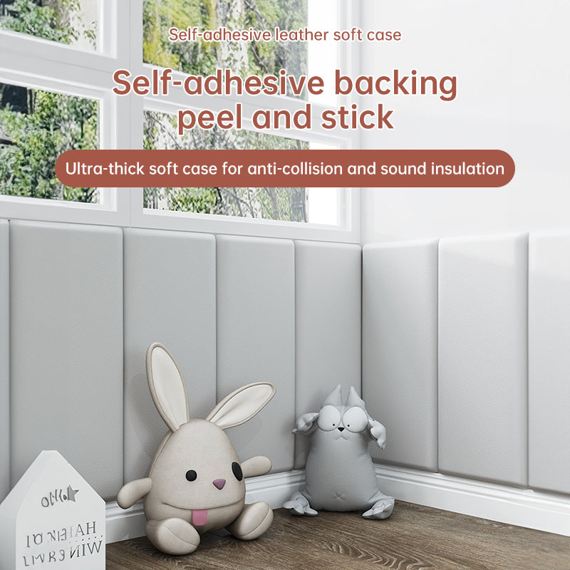 Self-Adhesive 3D Soft Leather Wall Panels - Anti-Collision Bedhead and Wall Décor Tiles, 2-8 pcs