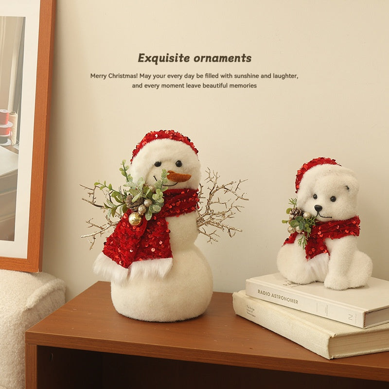 Christmas Decoration Figurines Snowman Santa Reindeer Squirrel Polar Bear Christmas Tree Ornaments Scene Decoration