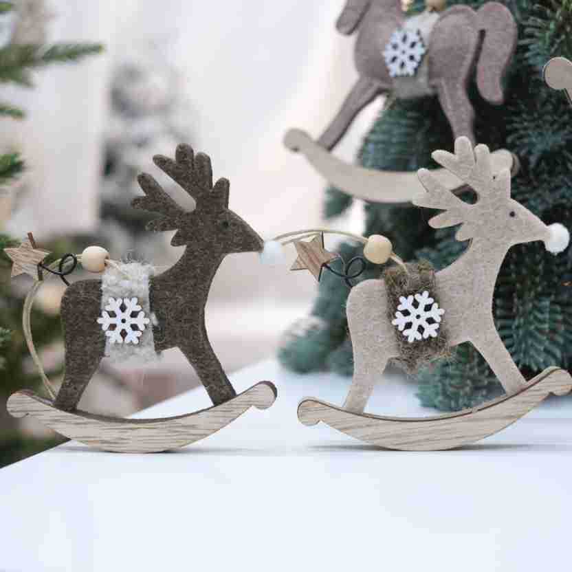 Christmas Nordic Felt Deer and Horse Decorations for Christmas Tree Hotel Window Display DIY Hanging Ornaments