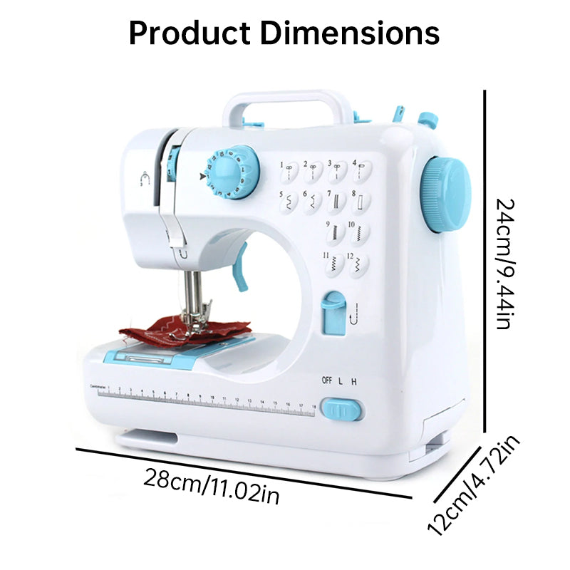 Portable Electric Sewing Machine for Home Use - Adjustable Speed, Backstitch and 12 Stitches for Beginners