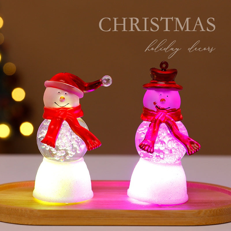Glowing Christmas Character Bubble Light Ornament - Santa & Snowman Festive Decoration