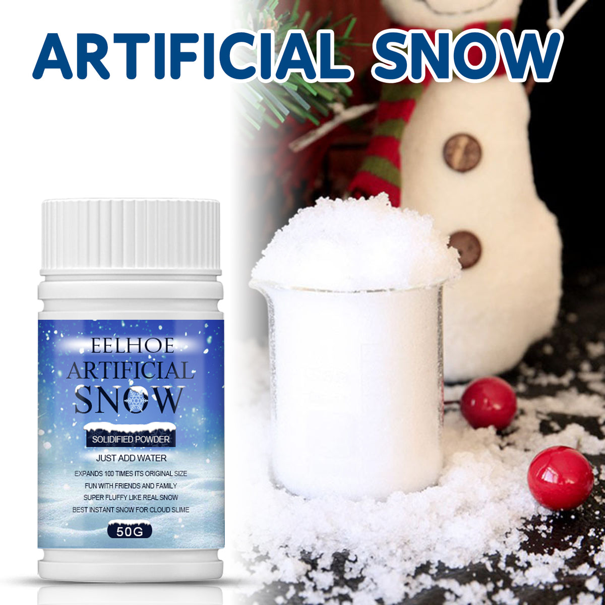 Artificial Snow Powder - Fake Snowflakes for Christmas Window Displays, Indoor Scenes & Magic Tricks