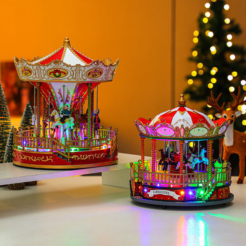 Christmas Carousel Music Box Ornament - Large Luxury Festive Decoration & Gift (27 x 23.5cm)