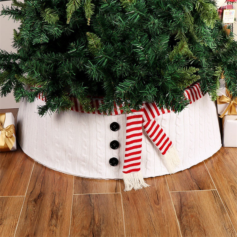 White Wool Scarf Style Christmas Tree Skirt - Large 77cm Premium Pearl Cloth Apron