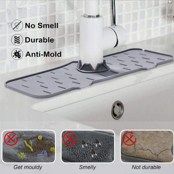 Silicone Faucet Splash Guard – Kitchen Sink Water Deflector & Drying Pad