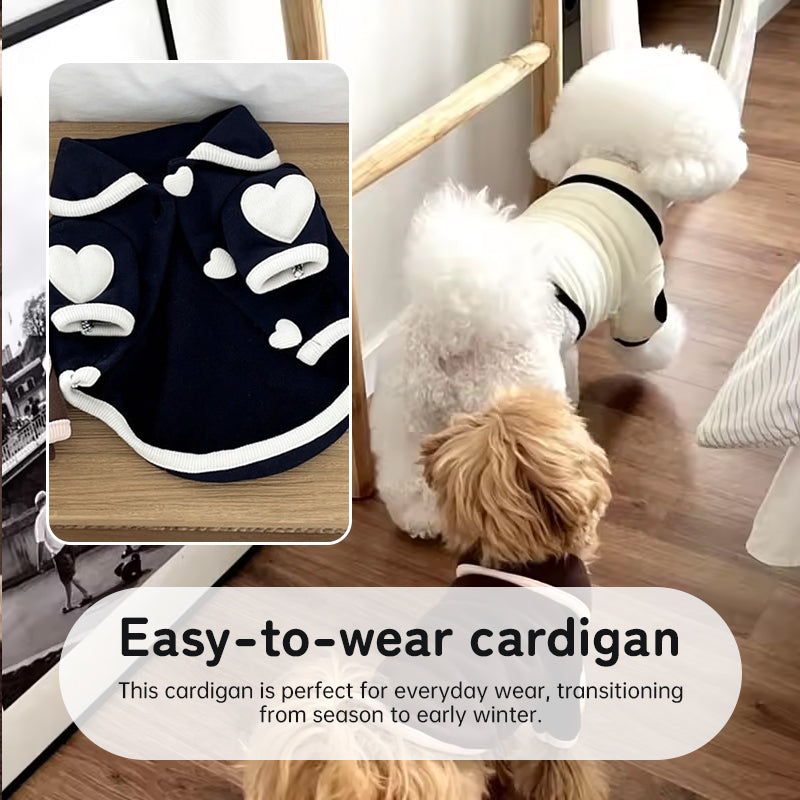 Heart-Print Plush Dog Pyjamas | Warm Winter Onesie for Small Dogs & Cats