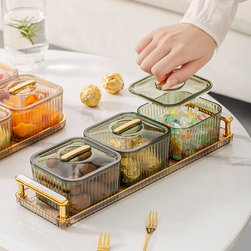 Transparent Serving Tray with Compartments – Fruit, Candy & Nut Storage Dish