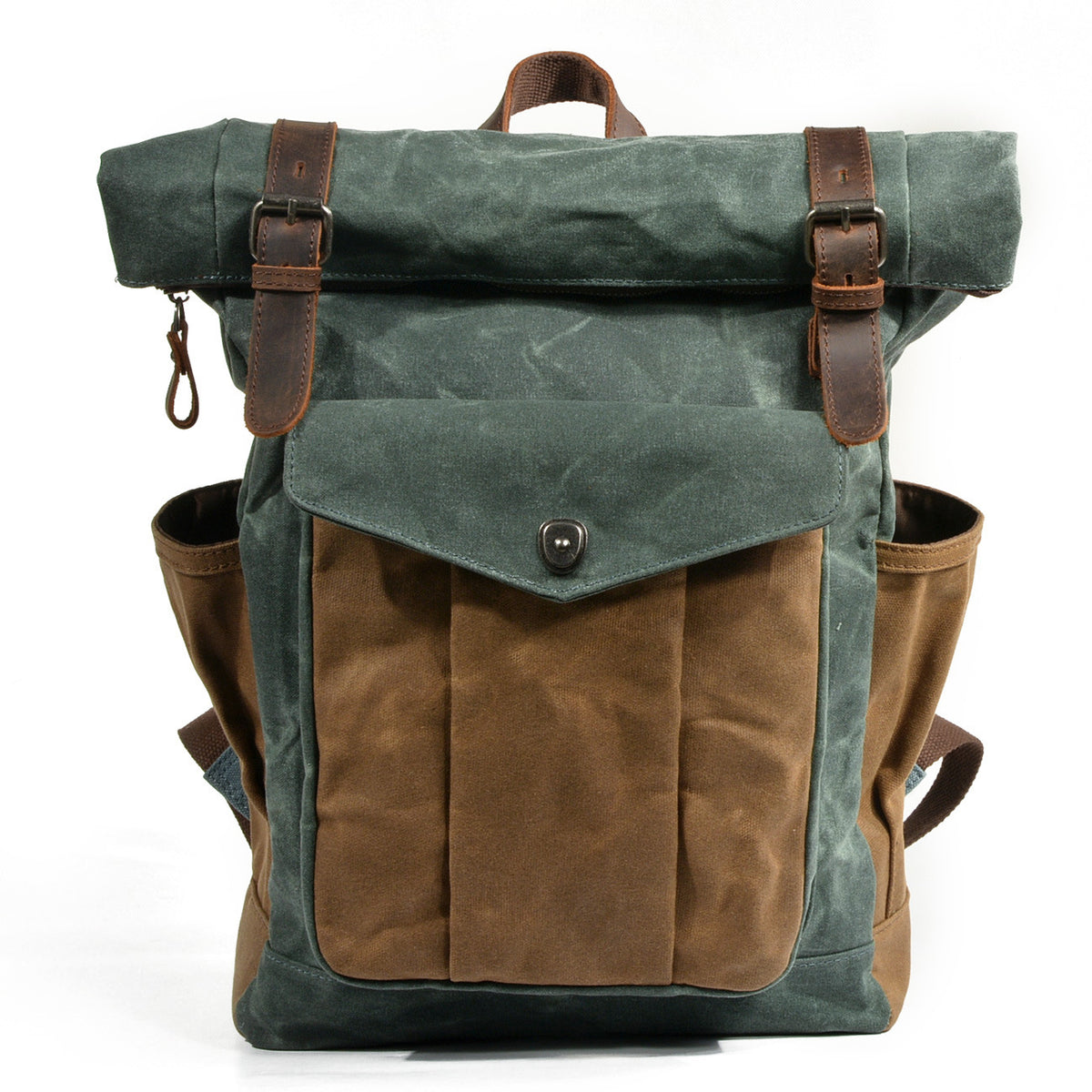 Men's Wax Canvas Backpack – Large Capacity Waterproof Hiking & Travel Bag