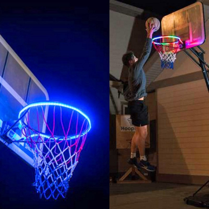 Solar LED Basketball Hoop Light – Colour-Changing Rim Strip for Night Play