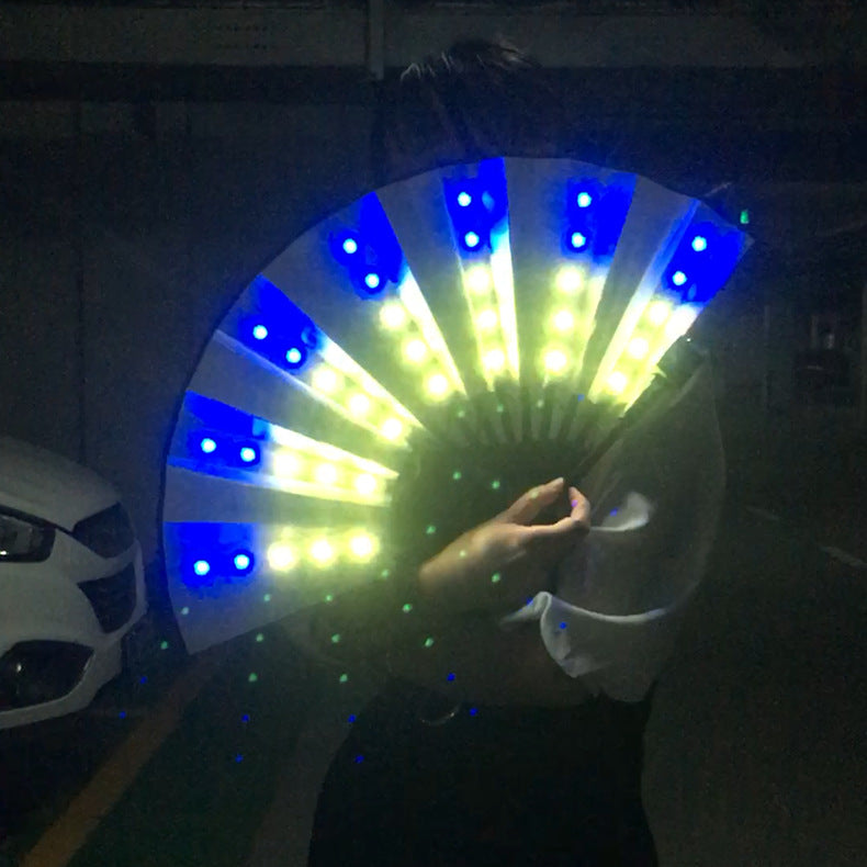 Shop Bar Disco Folding Fan LED Luminous Fan Party Stage Performance Props Fantasy Color Change Fan