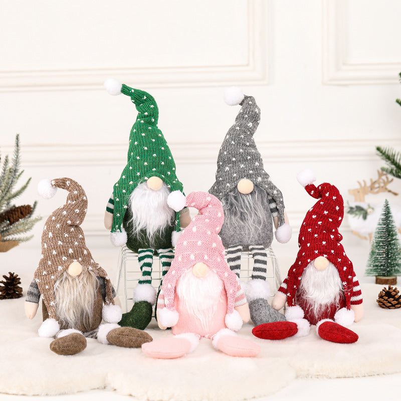 Special Christmas Decoration Supplies Creative Forest Man Knit Hat with Long Arms and Legs Doll Christmas Tree Ornament