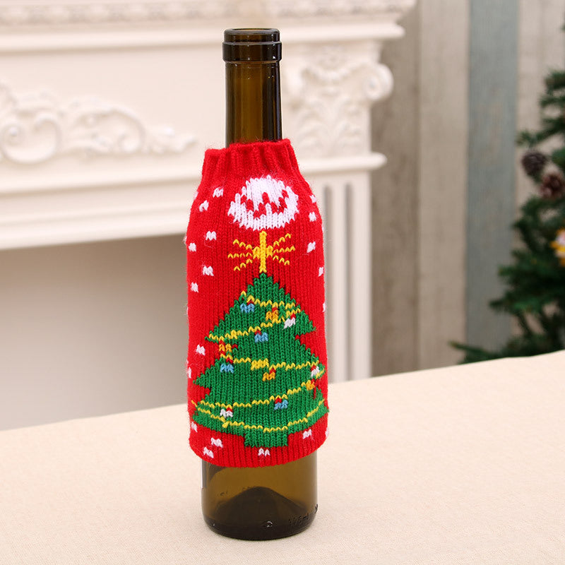 Christmas Home Furnishings High end Knitted Christmas Beer Bottle Cover Christmas Beer Bottle Decoration Bottle Cover