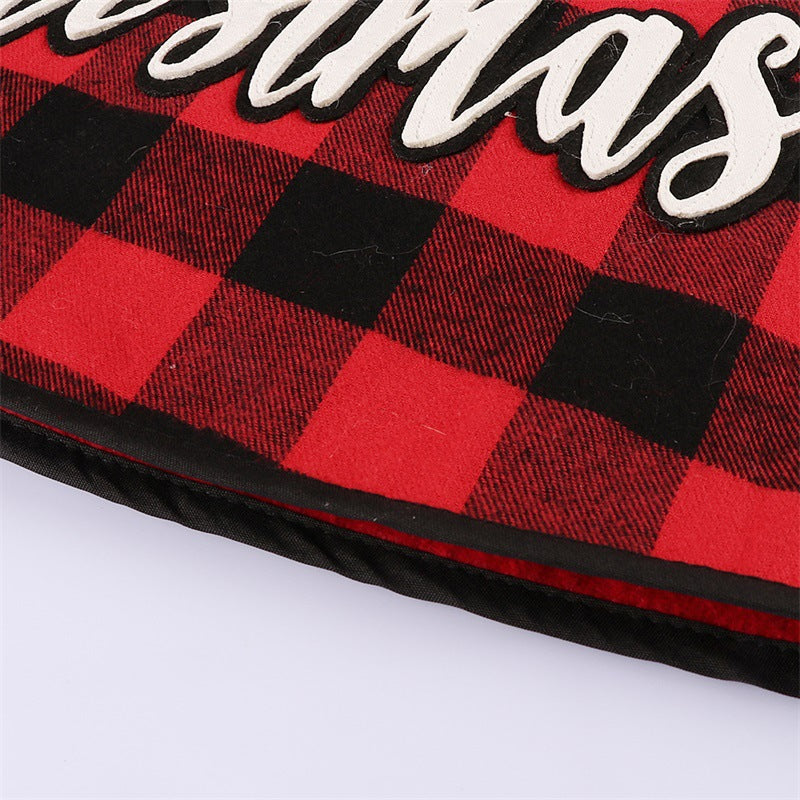 Red & Black Checkered Christmas Tree Skirt - Large 77cm Festive Tree Apron Decoration