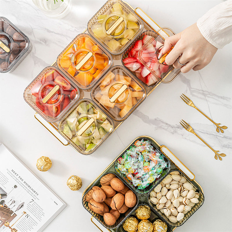 Transparent Serving Tray with Compartments – Fruit, Candy & Nut Storage Dish