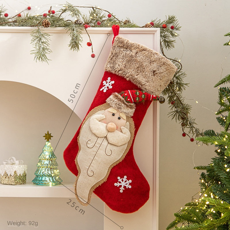 Christmas Stocking Hanging Decoration - Festive Tree & Mantelpiece Ornament in 8 Designs