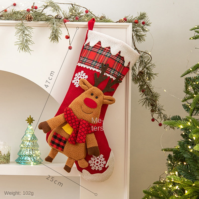 Christmas Stocking Hanging Decoration - Festive Tree & Mantelpiece Ornament in 8 Designs