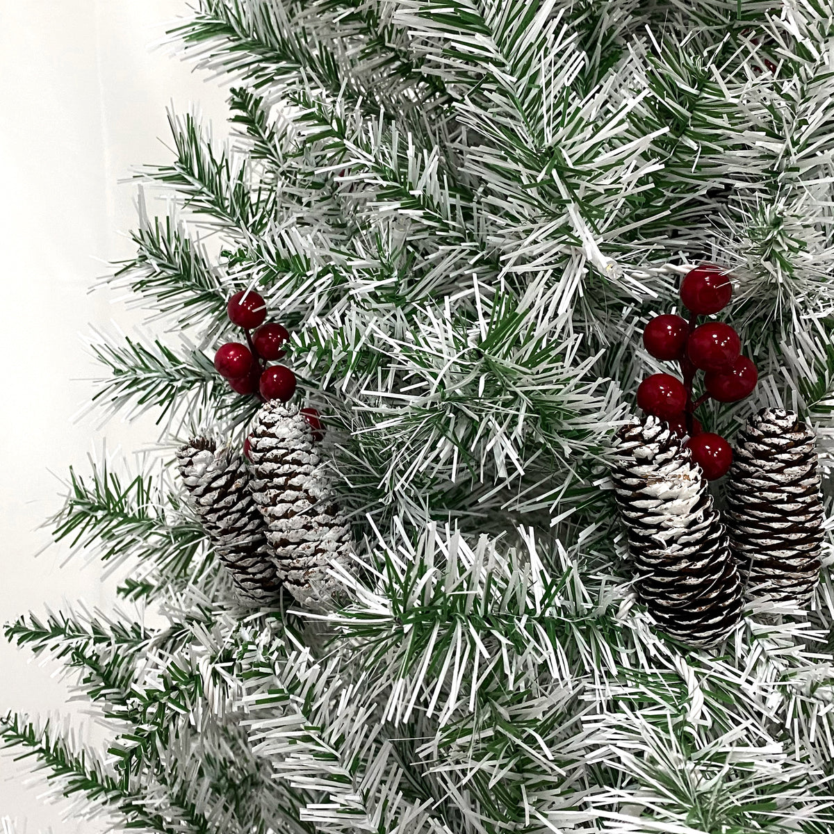 Pre-Lit Christmas 4-Piece Set – 2 Entrance Trees, Garland & Wreath with 340 LED Lights