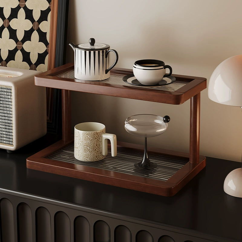 2-Tier Bamboo Spice and Cosmetic Organiser with Acrylic Base - Countertop Storage for Small Spaces