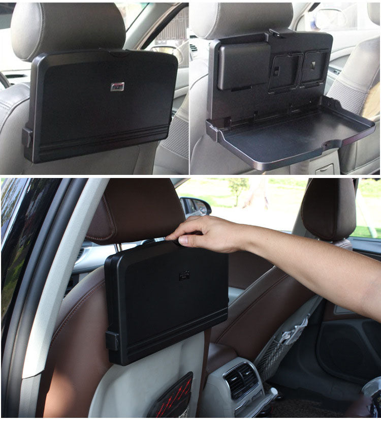Car Seat Back Dining Tray – Foldable Storage Table with Drink Holder & Phone Rack
