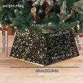 Black & Gold Sequin Christmas Tree Skirt - Glamorous Base Decoration in Round, Four-Corner & Six-Corner Styles