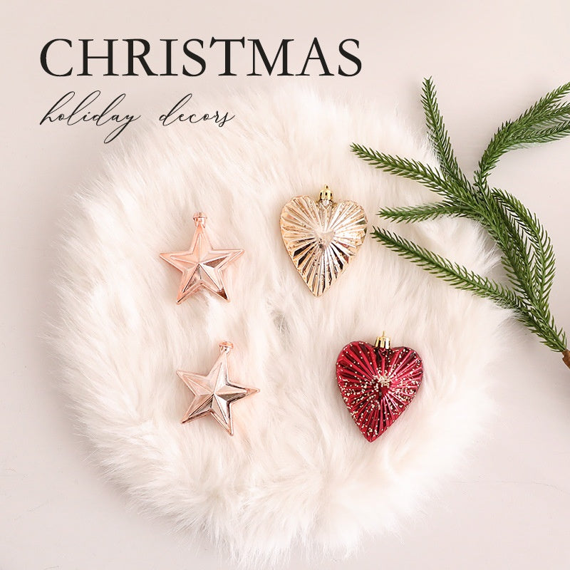 Long Plush Christmas Tree Skirt - Soft Solid Colour Base Decoration in Pink & White (34cm)