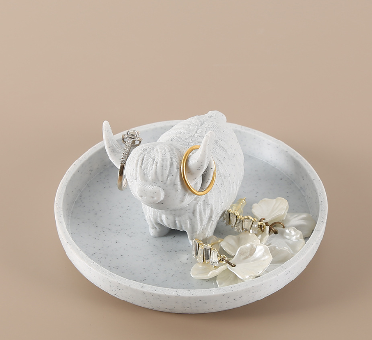 Scottish Highland Cow Jewellery Tray – Cute Trinket Dish for Rings & Accessories