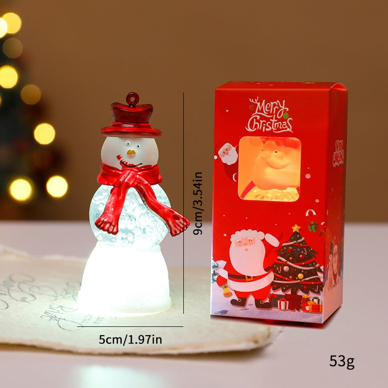 Glowing Christmas Character Bubble Light Ornament - Santa & Snowman Festive Decoration