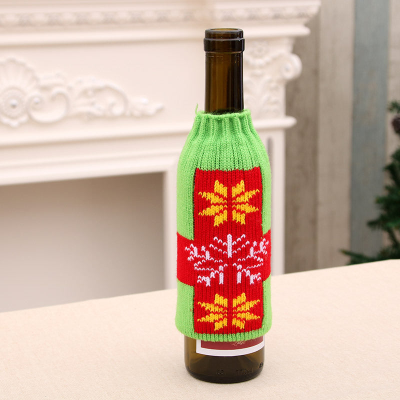 Christmas Home Furnishings High end Knitted Christmas Beer Bottle Cover Christmas Beer Bottle Decoration Bottle Cover