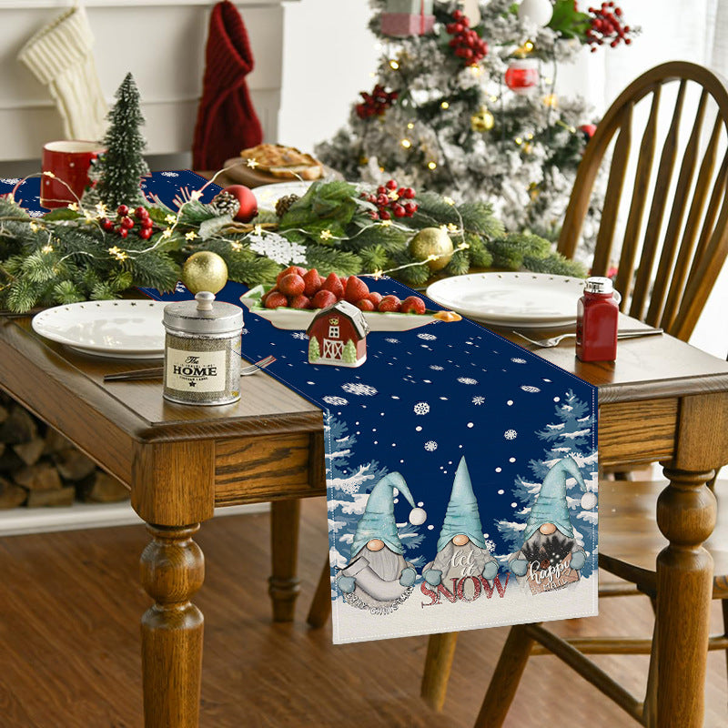 Gonk Christmas Table Runner - Festive Linen Dining & Cabinet Decoration (33 x 183cm)